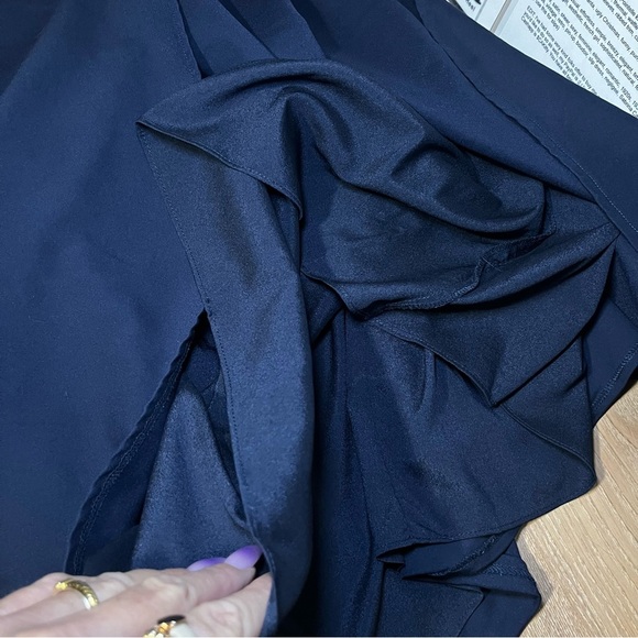 Liz Luxe by Mod Cloth Navy Sleeveless Halter Neck A Line Embroidered Dress Midi - Picture 9 of 13